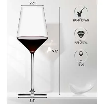 Premium Lead-Free Crystal Red Wine Glasses Set of 2