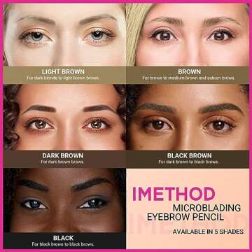 iMethod Microblading Eyebrow Pencil - Brow Pencil 2-in-1 Dual-Ended Eyebrow Pen with 3-Prong Micro-Fork-Tip Applicator and Precise Brush-Tip Creates Natural-Looking Brows, Stay on All Day, Black Brown