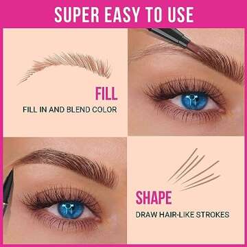 iMethod Microblading Eyebrow Pencil - Brow Pencil 2-in-1 Dual-Ended Eyebrow Pen with 3-Prong Micro-Fork-Tip Applicator and Precise Brush-Tip Creates Natural-Looking Brows, Stay on All Day, Black Brown