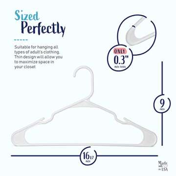 Hangorize Plastic Hangers 20-Pack, White Plastic Hangers - Plastic Hangers 20 Pack - White Hangers P...