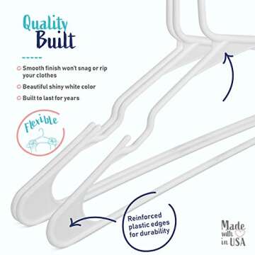 Hangorize Plastic Hangers 20-Pack, White Plastic Hangers - Plastic Hangers 20 Pack - White Hangers Plastic for Clothing and Accessories - Closet Organization Essentials for Home, Apartment, Dorm