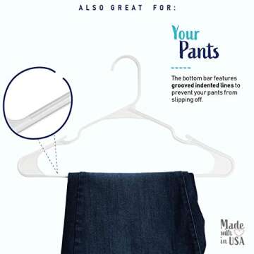 Hangorize Plastic Hangers 20-Pack, White Plastic Hangers - Plastic Hangers 20 Pack - White Hangers Plastic for Clothing and Accessories - Closet Organization Essentials for Home, Apartment, Dorm