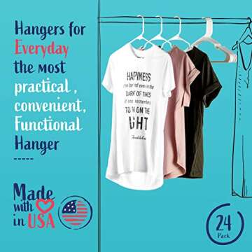Hangorize Plastic Hangers 20-Pack, White Plastic Hangers - Plastic Hangers 20 Pack - White Hangers Plastic for Clothing and Accessories - Closet Organization Essentials for Home, Apartment, Dorm