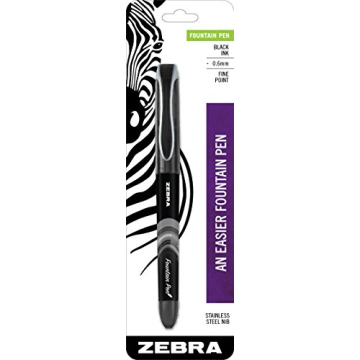 Zebra Pen Fountain Pen Set, Fine Point 0.6mm, Black Non-Toxic Ink, Stainless Steel Nib, Disposable, ...