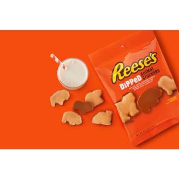 REESE'S Milk Chocolate Peanut Butter Dipped, Animal Crackers Bag, 4.25 oz