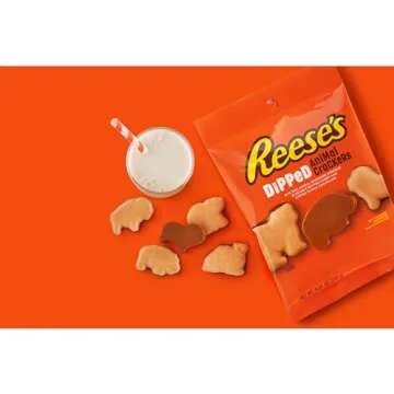 REESE'S Milk Chocolate Peanut Butter Dipped, Animal Crackers Bag, 4.25 oz
