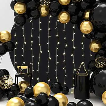 Outpain 7.5FT Black Polyester Round Arch Backdrop Cover for Wedding, Birthday, Baby Shower Decoratio...