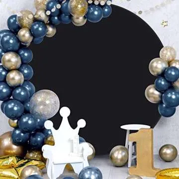 Outpain 7.5FT Black Polyester Round Arch Backdrop Cover for Wedding, Birthday, Baby Shower Decorations