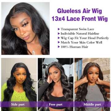 Vlaty Wear and Go Glueless Wigs Human Hair for Beginners 13x4 Body Wave Lace Front Wigs Human Hair Pre Plucked 180% Density HD Transparent Lace Frontal Wigs Human Hair Wig for Women 14 Inch