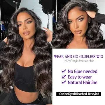 Vlaty Wear and Go Glueless Wigs Human Hair for Beginners 13x4 Body Wave Lace Front Wigs Human Hair Pre Plucked 180% Density HD Transparent Lace Frontal Wigs Human Hair Wig for Women 14 Inch