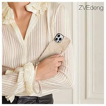 ZVEdeng Wallet Case Compatible with iPhone 13 Pro, Card Holder Case with Wrist Strap Leather Handbag Purse Zipper Wallet for Women Protective Case for iPhone 13 Pro 6.1'' Lizard Skin Apricot