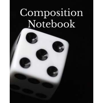 Composition Notebook Wide Ruled: Black and White Cube Dice | Suitable for all ages: Back to School