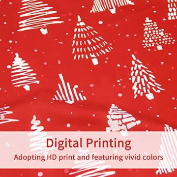 MitoVilla Christmas Shower Curtain Set, Red Xmas Shower Curtain, White Xmas Pine Standard Shower Cur...