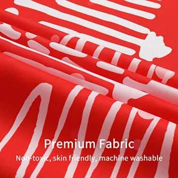 MitoVilla Christmas Shower Curtain Set, Red Xmas Shower Curtain, White Xmas Pine Standard Shower Curtain for Bathroom Decor, Modern Happy New Year Winter Fabric Shower Curtain, 72 x 72