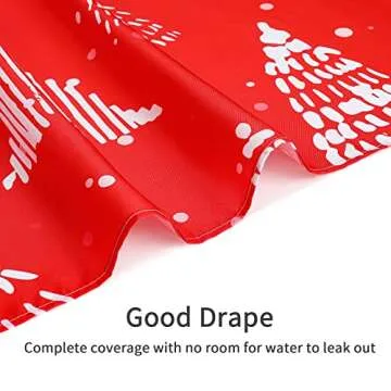 MitoVilla Christmas Shower Curtain Set, Red Xmas Shower Curtain, White Xmas Pine Standard Shower Curtain for Bathroom Decor, Modern Happy New Year Winter Fabric Shower Curtain, 72 x 72