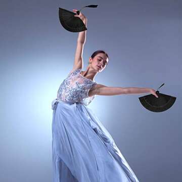 Maitys Black Folding Hand Fan Bamboo Silk Folding Fan Handheld for Women Chinese Vintage Handheld Rave with Tassel for Festival Dance Music Party Home Decor(Classic Style,2 Pieces)