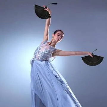 Maitys Black Folding Hand Fan Bamboo Silk Folding Fan Handheld for Women Chinese Vintage Handheld Rave with Tassel for Festival Dance Music Party Home Decor(Classic Style,2 Pieces)