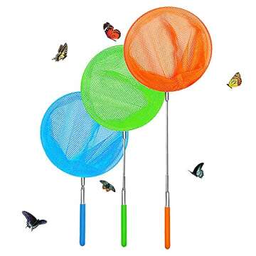 Skrtuan Kids Telescopic Butterfly Nets Perfect for Exploring Nature - 3 Pack with Anti-Slip Grip