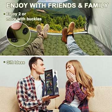 VALEHOWL 800g Ultralight Inflatable Sleeping Pad for Camping, with Foot Pump and Pillow, Compact Camping Mattress for Outdoors, Backpacking, Hiking