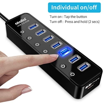 Atolla 7-Port USB 3.0 Hub with Smart Charging and Switches
