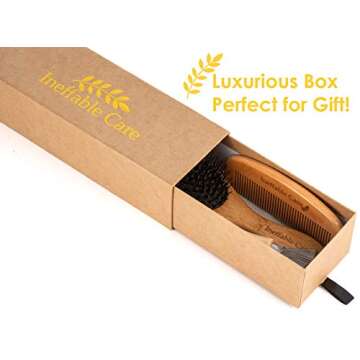 Boar Bristle Hair Brush set – Curved and Vented for Wet and Dry Detangling Hair Brush for Women Long, Thick, Thin, Curly & Tangled Hair Vent Brush - Stocking Stuffers Gift kit