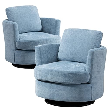ODUWA Swivel Barrel Chair Set of 2,31.9" W Modern Round Accent Arm Chairs Upholstered Comfy 360 Degr...
