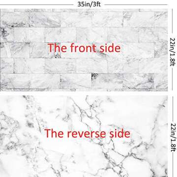 Muzi 22x35 Inch Double Sided Marble Background White Texture Pattern Photography Backdrop for Cake, ...