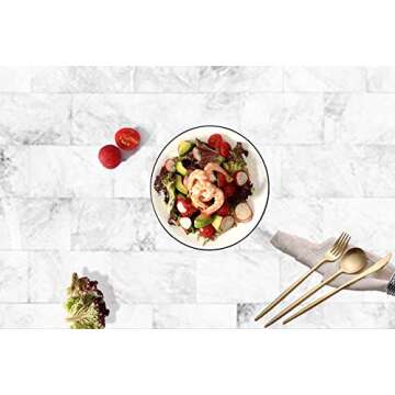 Muzi 22x35 Inch Double Sided Marble Background White Texture Pattern Photography Backdrop for Cake, Jewelry, Newborn Paper Board Photo Studio Props TB-20