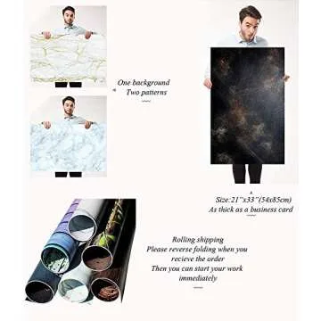Muzi Double Sided Marble Photography Backdrop 22x35 Inch