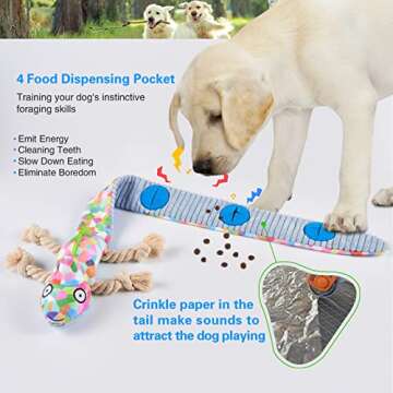 Yzmewael Dog Puzzle Toys Tough Interactive Dog Toys, Crinkle Enrichment Plush Dog Toy, Dog Snuffle Toys Foraging Instinct Training for Small Medium Large Dogs