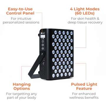 LifePro Red Light Therapy for Body, face - Near Infrared Light Therapy for Body Pain Relief, Inflammation, Skin Health - Medical Grade 60 LEDs to Improve Circulation - Red Light Therapy Panel Device