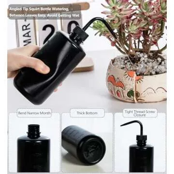 Melphoe Tattoo Wash Bottle Squeeze, 2Pcs 500ml Squirt Bottle Succulent Watering Can, Safety Rinse, Lab Washing, Tattoo Supplies, Lash Water Squeezer, Black