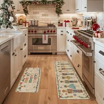 Artoid Mode Watercolor Nutcrackers Merry Christmas Decorative Kitchen Mats Set of 2, Home Party Low-...