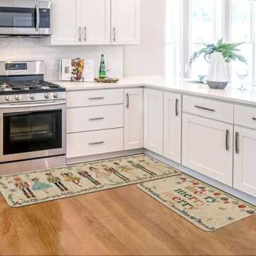 Artoid Mode Watercolor Nutcrackers Merry Christmas Decorative Kitchen Mats Set of 2, Home Party Low-Profile Kitchen Rugs - 17x29 and 17x47 Inch