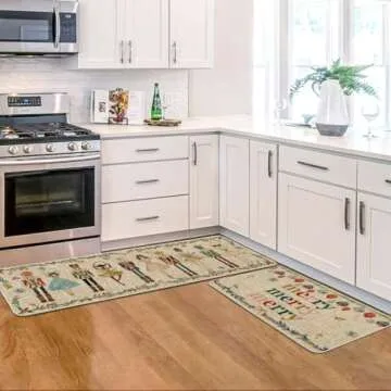Artoid Mode Watercolor Nutcrackers Merry Christmas Decorative Kitchen Mats Set of 2, Home Party Low-Profile Kitchen Rugs - 17x29 and 17x47 Inch
