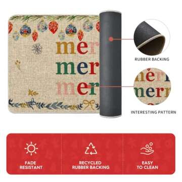 Artoid Mode Watercolor Nutcrackers Merry Christmas Decorative Kitchen Mats Set of 2, Home Party Low-Profile Kitchen Rugs - 17x29 and 17x47 Inch