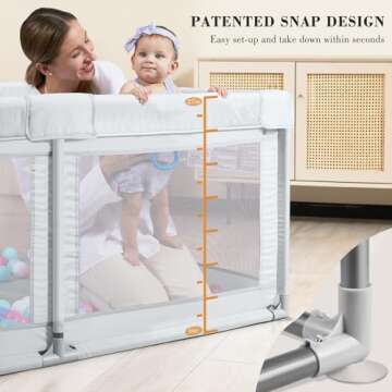 ANGELBLISS Baby Playpen, Extra Large Playard, Indoor & Outdoor Kids Activity Center with Anti-Slip Base, Sturdy Safety Play Yard with Breathable Mesh, Kid's Fence for Infants Toddlers(Grey,50”x50”)