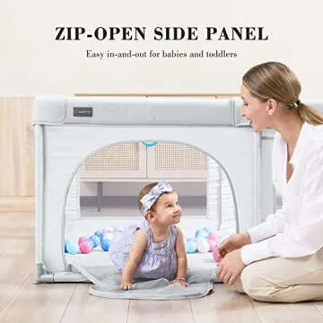 ANGELBLISS Baby Playpen, Extra Large Playard, Indoor & Outdoor Kids Activity Center with Anti-Slip Base, Sturdy Safety Play Yard with Breathable Mesh, Kid's Fence for Infants Toddlers(Grey,50”x50”)