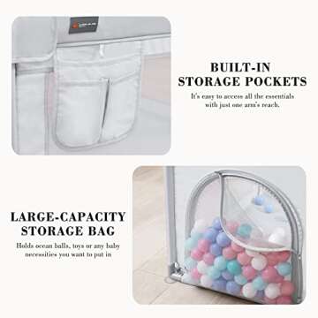 ANGELBLISS Baby Playpen, Extra Large Playard, Indoor & Outdoor Kids Activity Center with Anti-Slip Base, Sturdy Safety Play Yard with Breathable Mesh, Kid's Fence for Infants Toddlers(Grey,50”x50”)