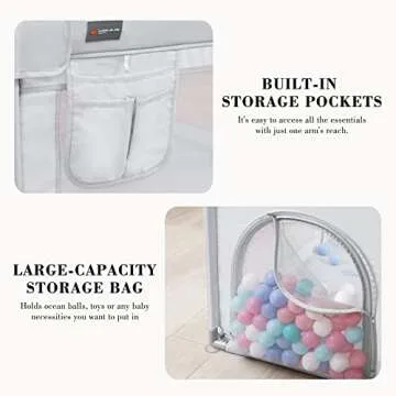 ANGELBLISS Baby Playpen, Extra Large Playard, Indoor & Outdoor Kids Activity Center with Anti-Slip Base, Sturdy Safety Play Yard with Breathable Mesh, Kid's Fence for Infants Toddlers(Grey,50”x50”)