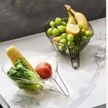 Multi-functional Drain Basket with Funnel, 2025 New Kitchen Sink Drain Basket with Strainer Container, Kitchen Sink Food Catcher Drainer Fruit Rinser Vegetable Washing Filter Bowl (Grey)