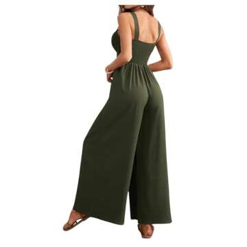 Verdusa Women's Loose Sleeveless V Neck One Piece Outfits Spaghetti Straps Crop High Waist Wide Leg ...