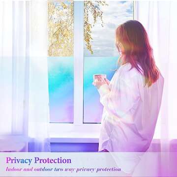 Coavas Window Privacy Film Frosted Glass Static Cling UV Sun Blocking Heat Control Window Tint Day a...