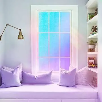 Coavas Window Privacy Film Frosted Glass Static Cling UV Sun Blocking Heat Control Window Tint Day and Night Insulation Home Bathroom Door Decorative Frosting Cover (17.5 x 78.7 Inch, Multi)