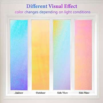 Coavas Window Privacy Film Frosted Glass Static Cling UV Sun Blocking Heat Control Window Tint Day and Night Insulation Home Bathroom Door Decorative Frosting Cover (17.5 x 78.7 Inch, Multi)