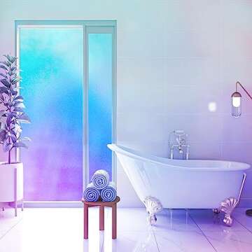 Coavas Window Privacy Film Frosted Glass Static Cling UV Sun Blocking Heat Control Window Tint Day and Night Insulation Home Bathroom Door Decorative Frosting Cover (17.5 x 78.7 Inch, Multi)