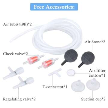 HITOP Dual Outlet Aquarium Electric Air Pump, Whisper Adjustable Fish Tank Aerator, Quiet Oxygen Pum...