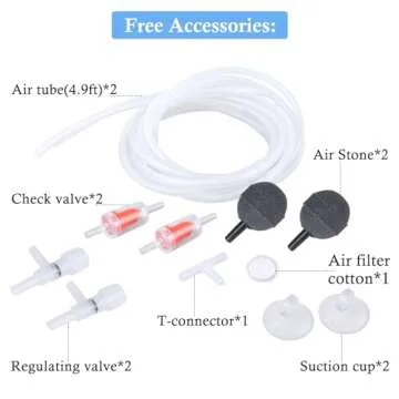 HITOP Dual Outlet Aquarium Electric Air Pump, Whisper Adjustable Fish Tank Aerator, Quiet Oxygen Pum...