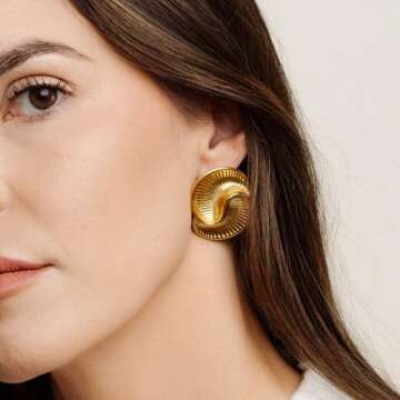 House Of Hunter Gold Vintage Chunky Statement Earrings
