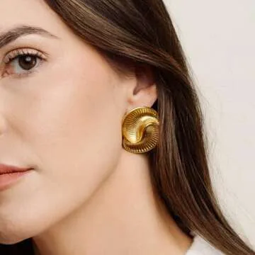 House Of Hunter Gold Vintage Chunky Statement Earrings